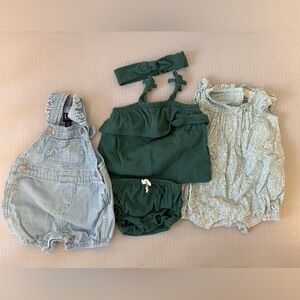 3-6 months girls Green and Blue Baby Outfit Sets